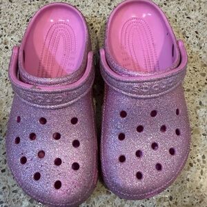 CROCS Kids Sparkle Pink Glitter Clogs